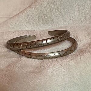Engraved Tibetan Silver Cuff Bracelets